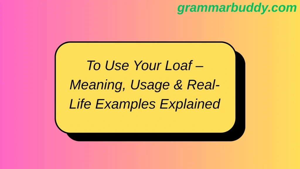 To Use Your Loaf – Meaning
