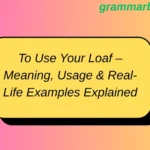 To Use Your Loaf – Meaning